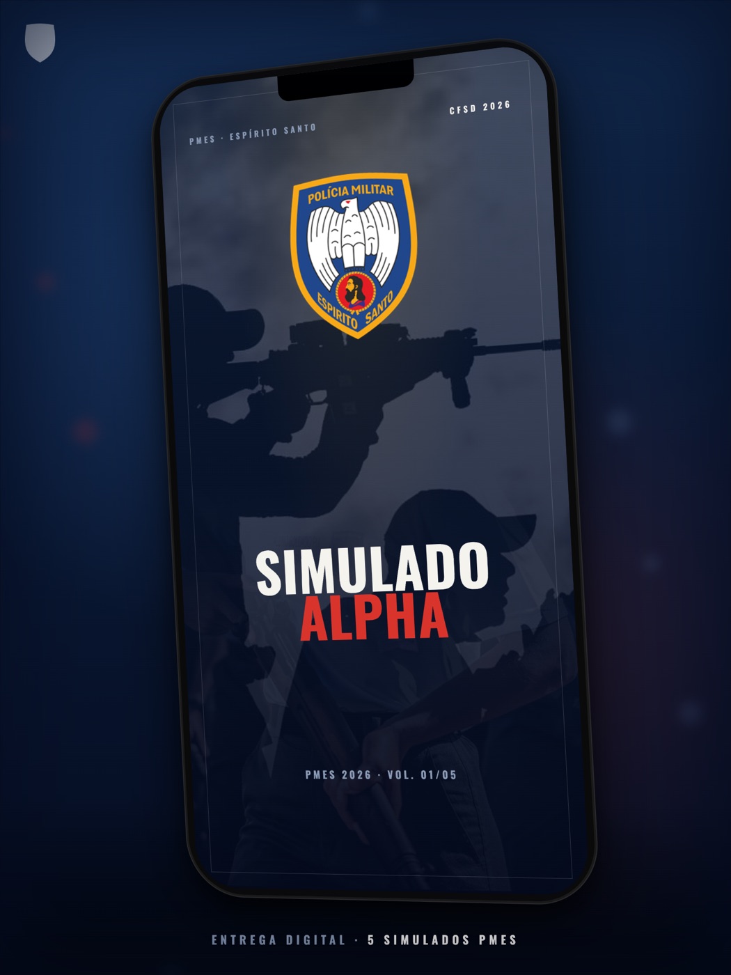 Simulado aberto no celular